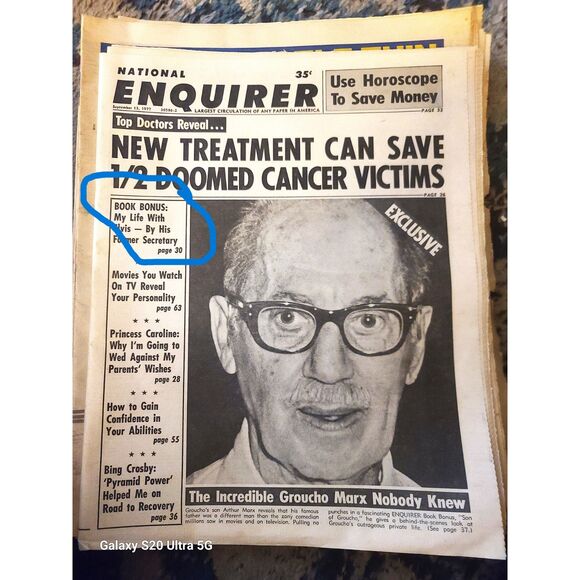 Vintage Lot of 3 Elvis Tabloid Magazines, 2 Enquirers and‎ 1 Midnight Globe - Picture 4 of 5